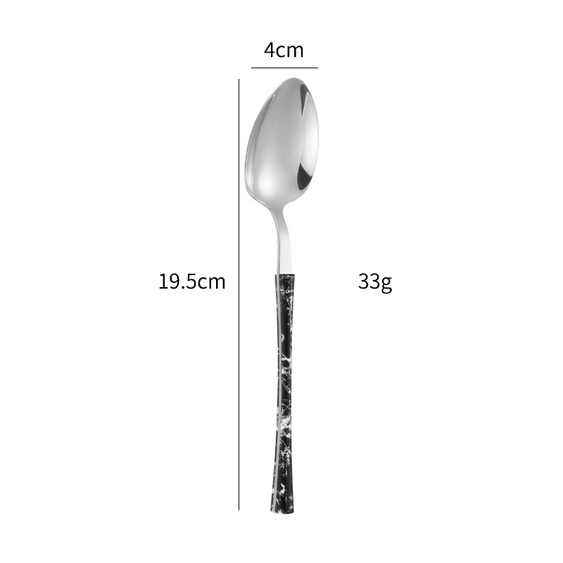 430 vajilla de acero inoxidable cuchillo de carne, tenedor y cuchara de clip manejar pequeña cintura mármol comida occidental 4 piezas cuchara transfronteriza cuchara de té