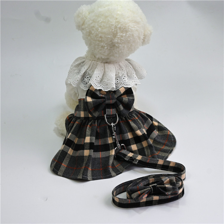 2021 New Spring Summer Autumn Checkered Dress Schnauzer Teddy Bear and Panda Mimi Small and Medium Dog Clothes Factory Wholesale