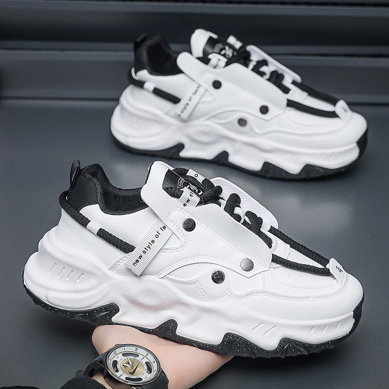 2025 New Summer Thick-Soled Sports and Leisure Dad Men's Shoes Soft-Soled Soft-Surface Trbottomyy Student Dad Men's Shoes