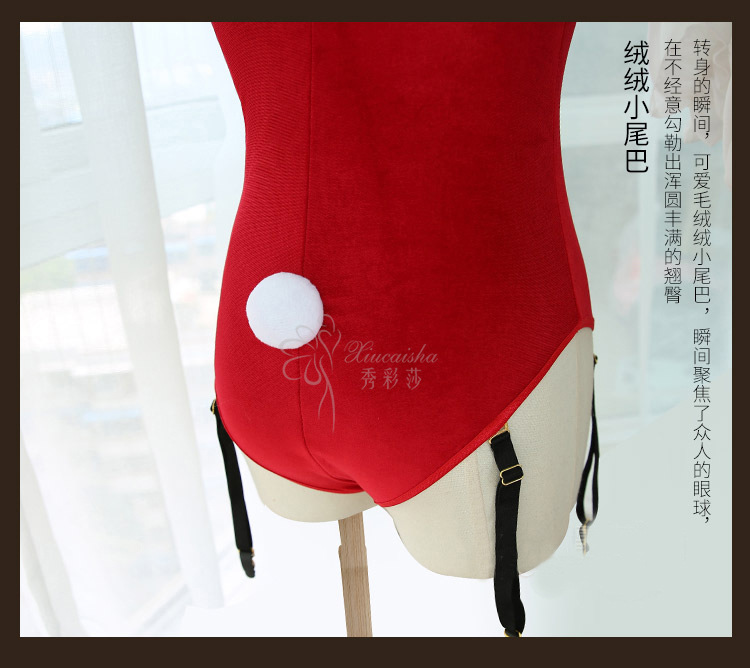 Bunny Girl Costume Jumpsuit with Chest Pad, Garter Belt and Headband — detail image 23