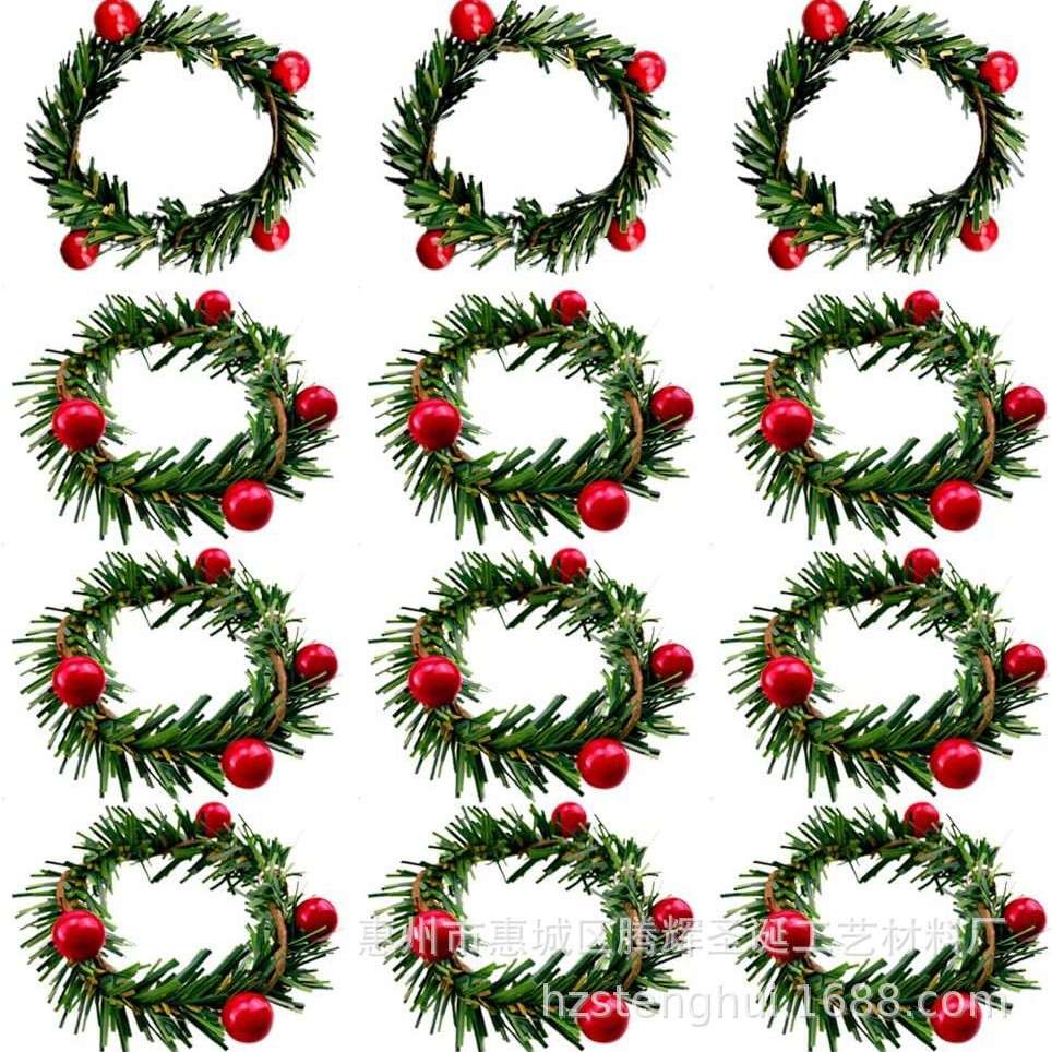 Christmas Decorative Red Berry PVC Pine Needle Napkin Ring, Amazon Cross-Border Hotel and Home Napkin Holder, Christmas Wreath