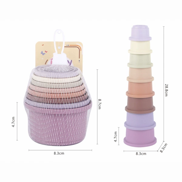 617-74 Wide mouth pattern stacked cup【8PCS】Landed cup color random