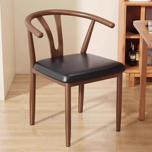 太师椅家用中古风餐椅小吃店大排档靠背椅酒店洽谈椅仿实木牛角椅
