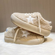羊羔毛加絨加厚小臟鞋女2022年新款韓版做舊星星復古厚底臟臟板鞋