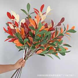 厂家仿真花杜鹃叶尤加利叶子婚庆仿真植物装饰软装工程树枝花配叶