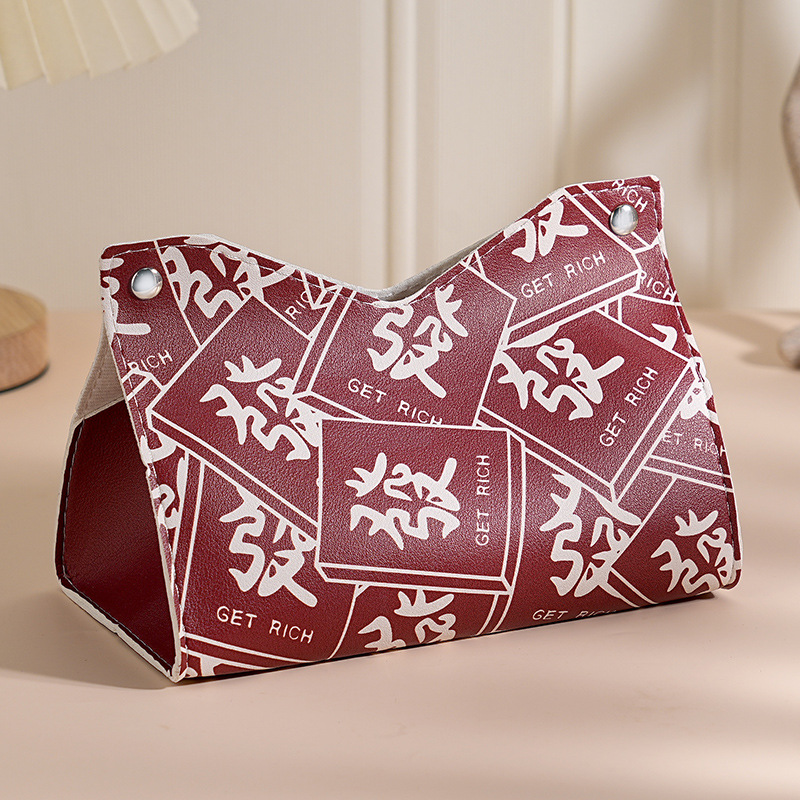 Ins National Tide Red Mahjong Room Caja de pañuelos especial Sala de estar para el hogar Caja de dibujo Caja de almacenamiento de dibujo de papel premium Restaurante