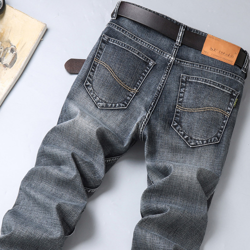 Guangzhou Xintang Maixin jeans men's stretch straight loose mid-waist middle-aged long pants men's wear factory wholesale