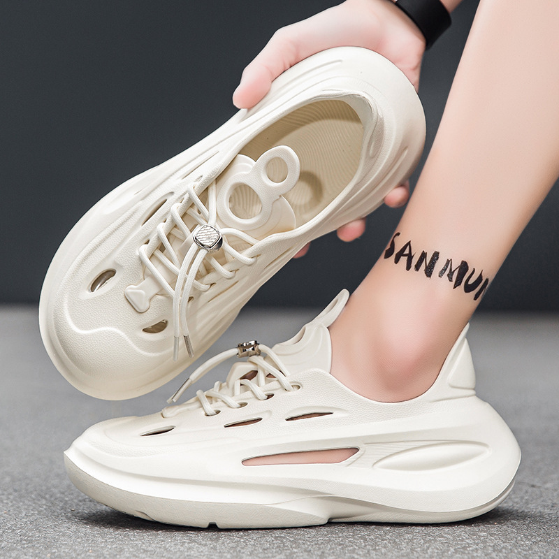 Hombre correa de coco agujero grueso antideslizante EVA zapatillas de moda transpirables zapatos de agua de playa de tamaño grande