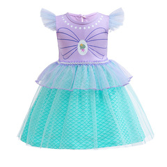 Foreign trade children's clothing new mermaid princess dress girls dress children's Christmas skirt printed girls skirt cotton
