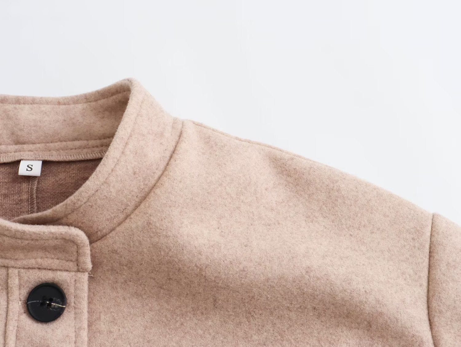 Damenbekleidung Rundhals Wollmantel Modejacke Langarm Dekorative Tasche Top_voghion.com