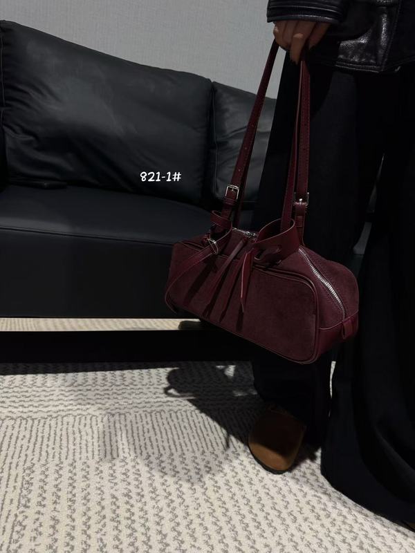 复古慵懒风真皮磨砂腋下保龄球包包女2025秋冬新款时尚单肩手提包|undefined