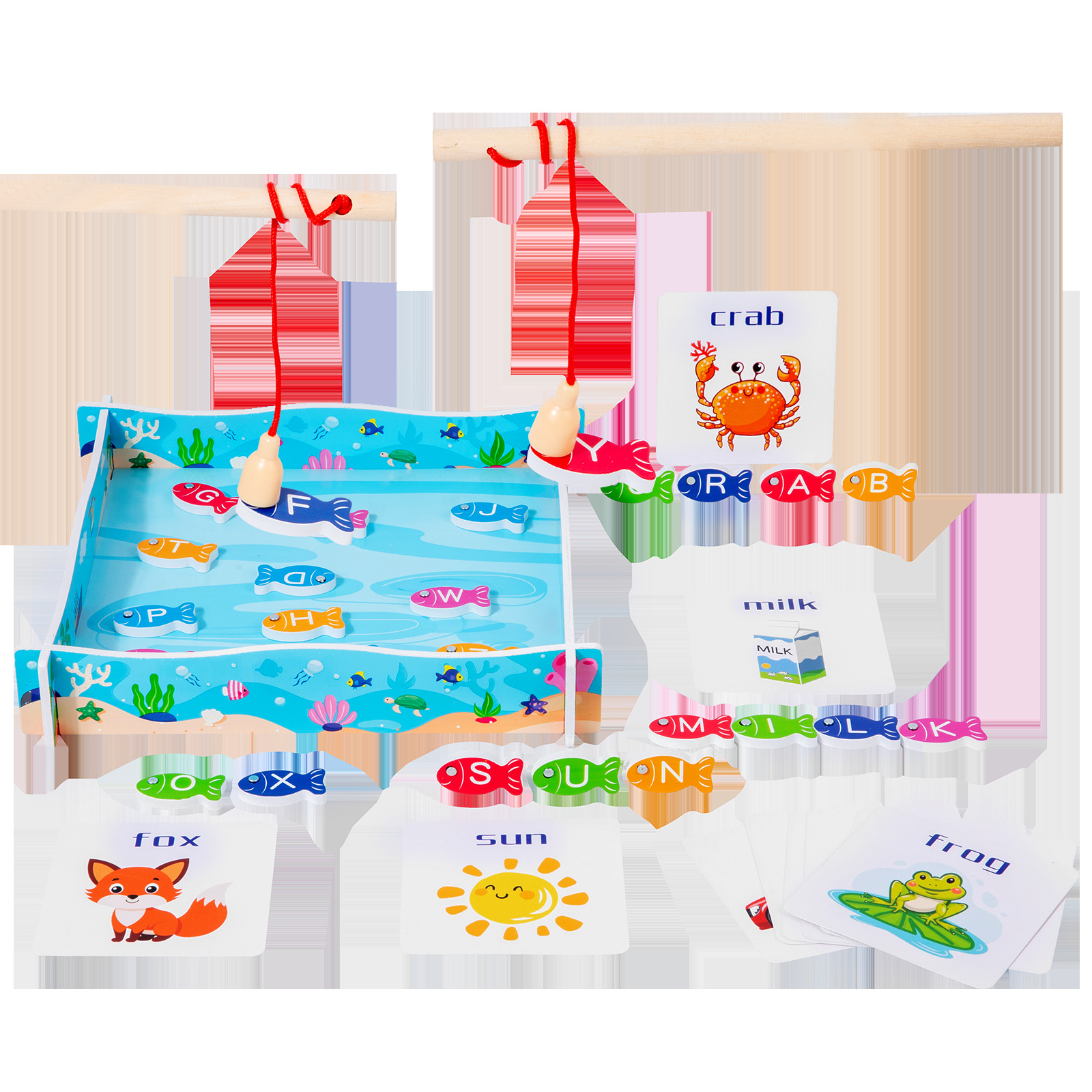 Barril de Madera Juguetes de Pesca Marina educación temprana educativa diversión cognitiva peces magnéticos juego entre padres e hijos al por mayor