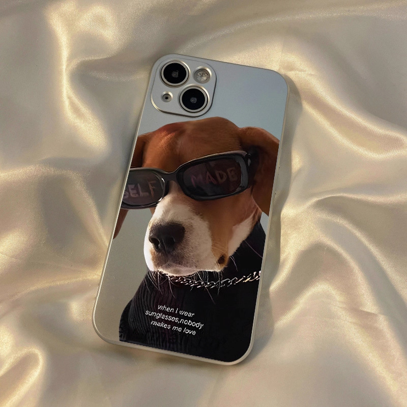 Funda para teléfono iPhone 14 Pro Max con diseño de gato y cachorro, compatible con Apple 13, anticaídas, 12, plateada galvanizada, XR, moderna, 7P, para parejas