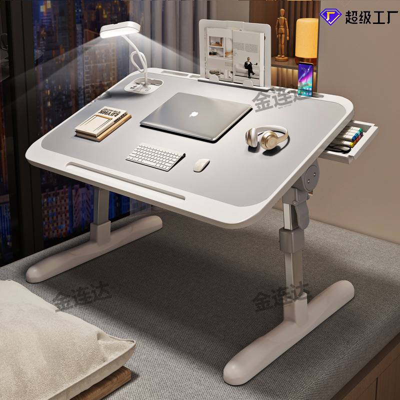 Lifting Folding Bed Desk Dormitory Student Writing Desk Lamp Study Desk Bay Window Bedroom Desktop Adjustable Small Table