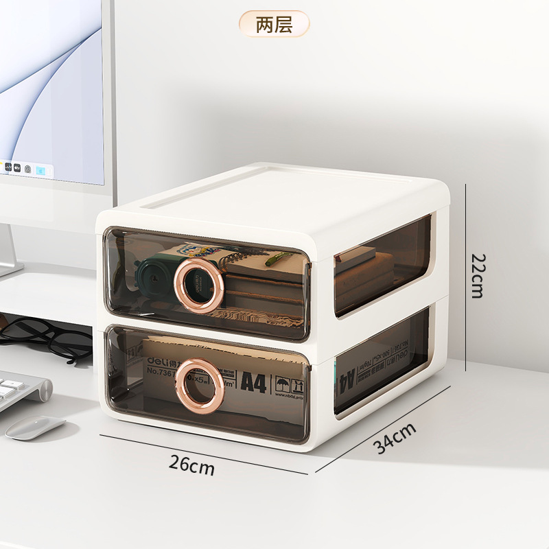 Luz de lujo tocador caja de cosméticos producto de cuidado de la piel estante de almacenamiento caja de almacenamiento de cosméticos cajón transparente estante de almacenamiento de escritorio