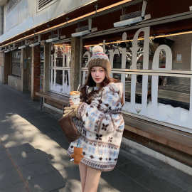 【费尔岛来信】100羊羔毛皮毛一体慵懒风冬连帽中长款皮草外套女