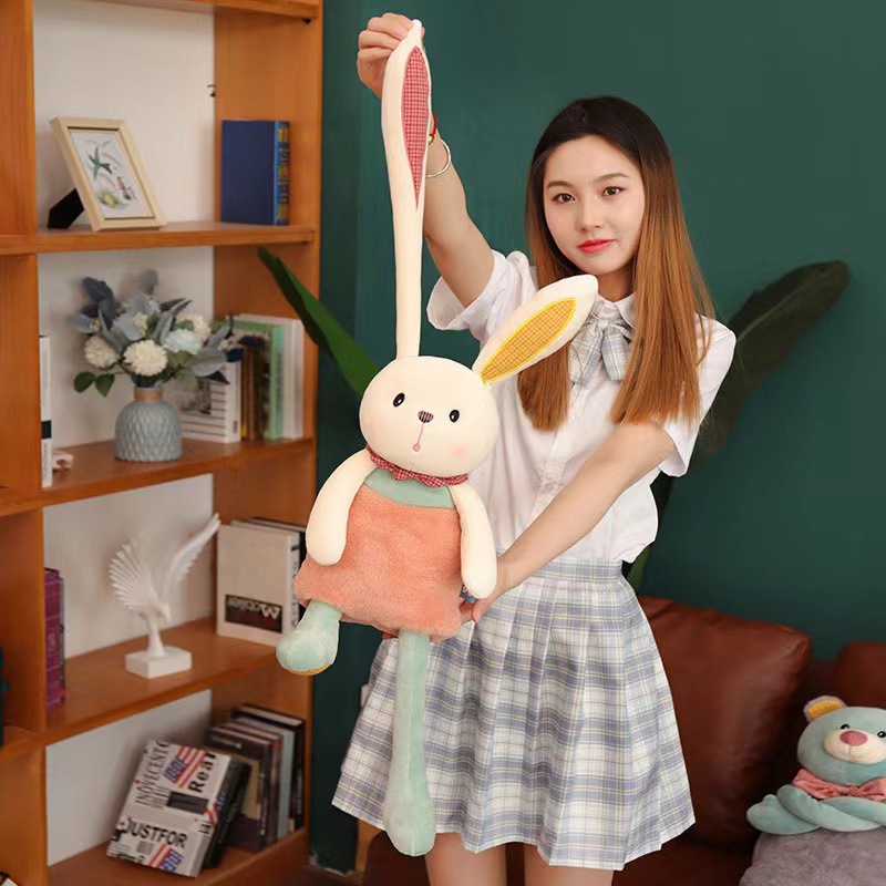 抽拉耳朵兔子玩偶暖阳动物公仔毛绒玩具布娃娃生日礼物小红书