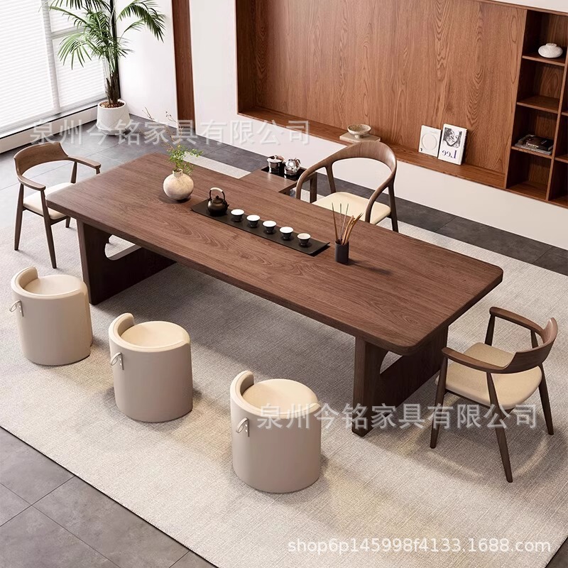 新中式实木茶桌椅组合侘寂风会客禅意茶台全套茶楼茶桌茶座椅一套|undefined