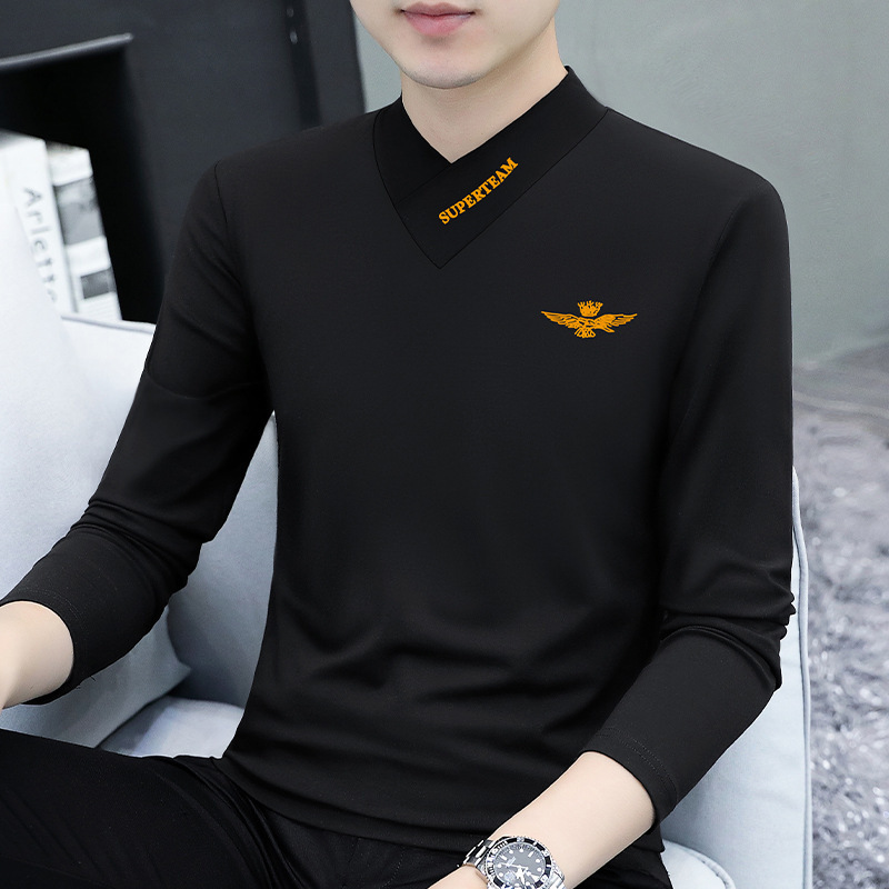 블랙 CV154 스타일 경사 V넥