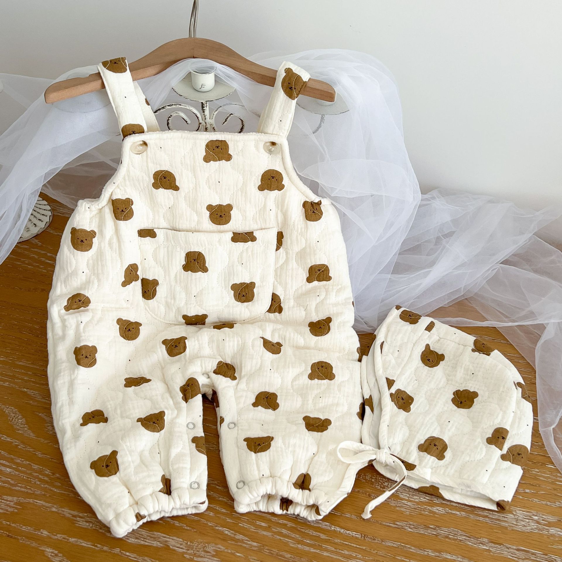 Cute Plaid Bear Cotton Baby Rompers display picture 4