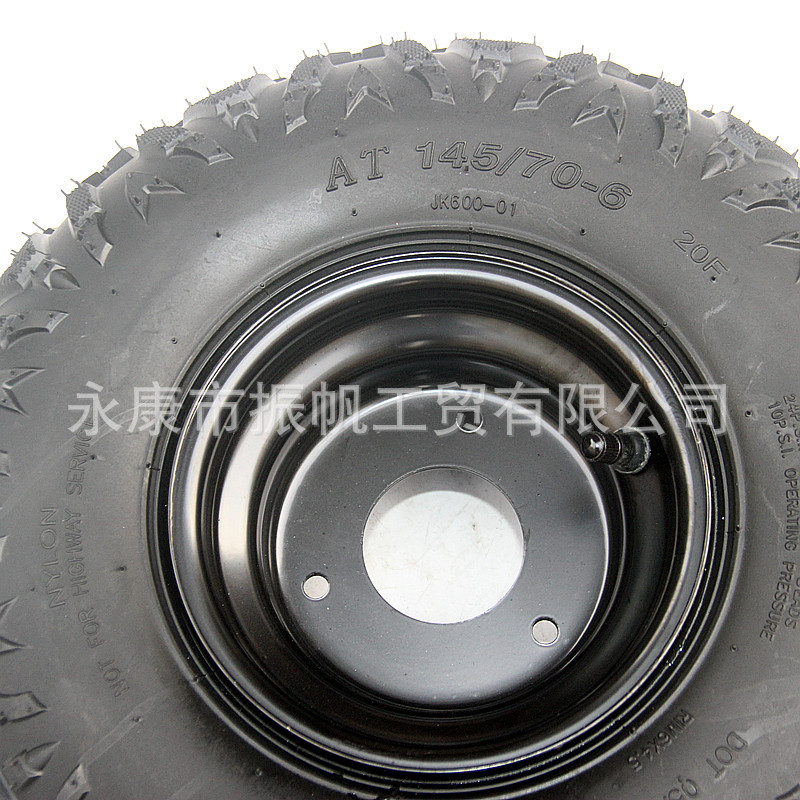 Modified Electric Beach Bike Go-Kart Tire 145/ 70-6inch A-Shaped Vacuum Tire with 3-Hole Wheel Hub Accessories