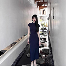 新中式改良旗袍裙女夏中国风少女年轻日常修身收腰开叉长款连衣裙