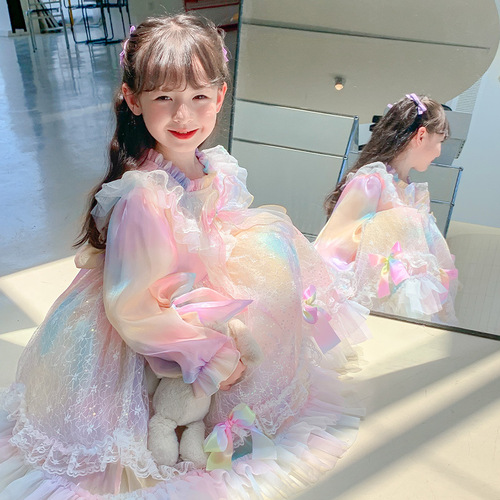 Lolita Girl Dress Spring Outfit Lolita Lolita Elsa Princess Dress Children Sweet Girls Baby Gown Dress