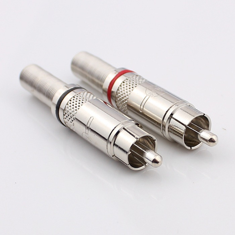 雙色蓮花插頭 純銅焊接AV梅花頭 RCA公插頭 音視頻信號蓮花接頭