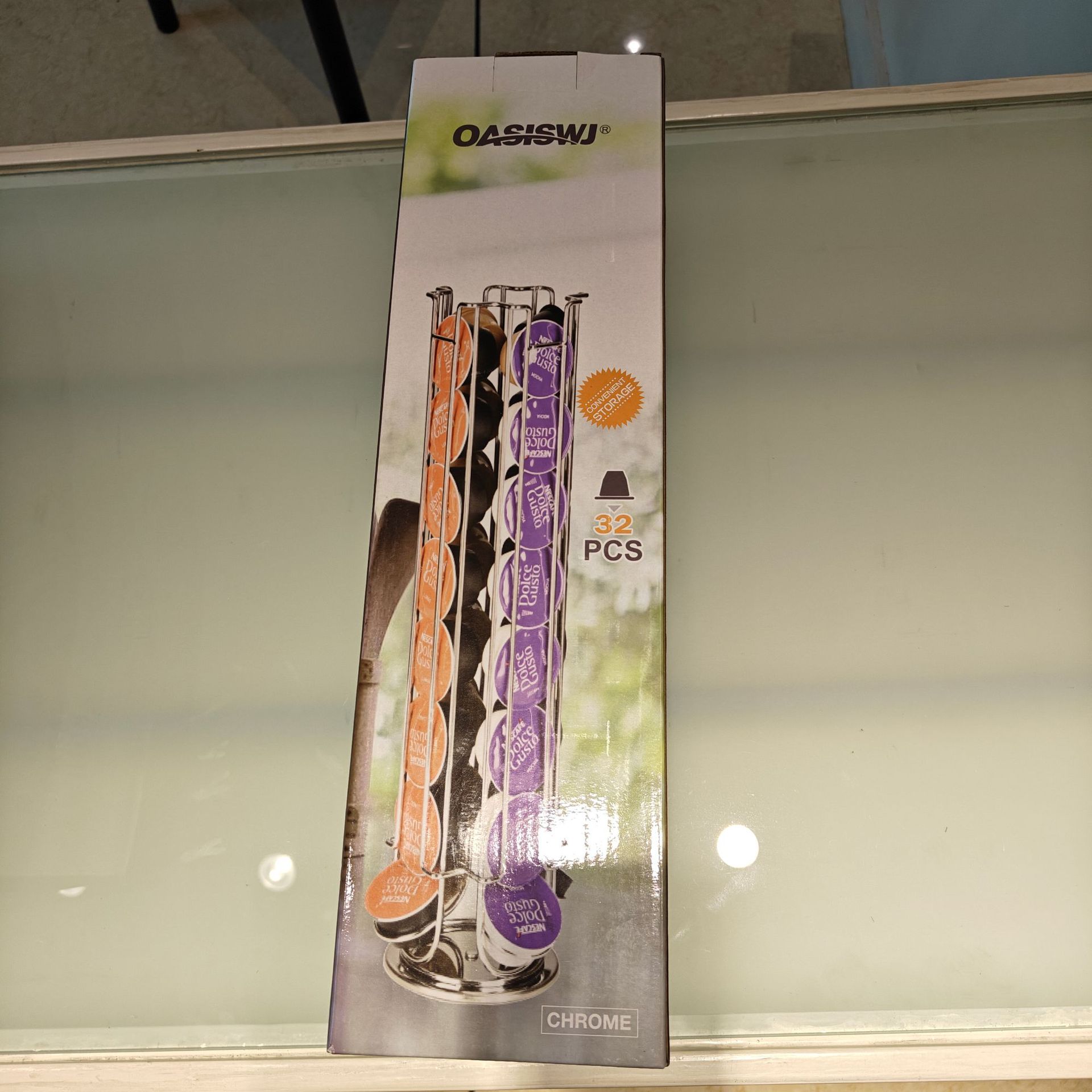 Rack de almacenamiento de cápsulas de café OASISWJ para 32 cápsulas Dolce gusto Rack de almacenamiento giratorio de hierro forjado