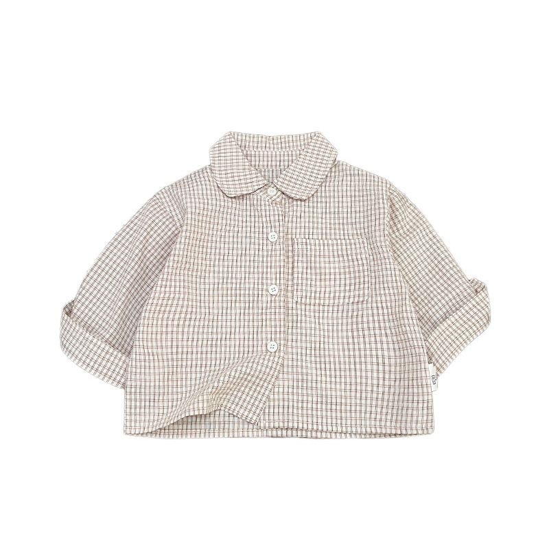 Camisas de mangas largas de algodón para bebés varones 2026 primavera y otoño nueva ropa de bebé guapo chaqueta a rayas casuales para niños