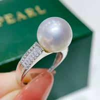 Серебряное кольцо S925 11-12мм Эдисон жемчуг полупрозрачный холодный серебряный светлый цвет