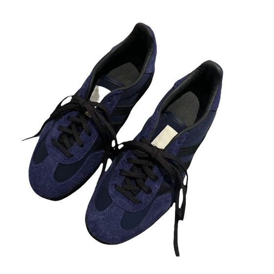 Genuine Leather Retro Round Head Color Matching Striped German Training Shoes Women's 2024 New All-match Flat Casual sneaker Sneakers for Women