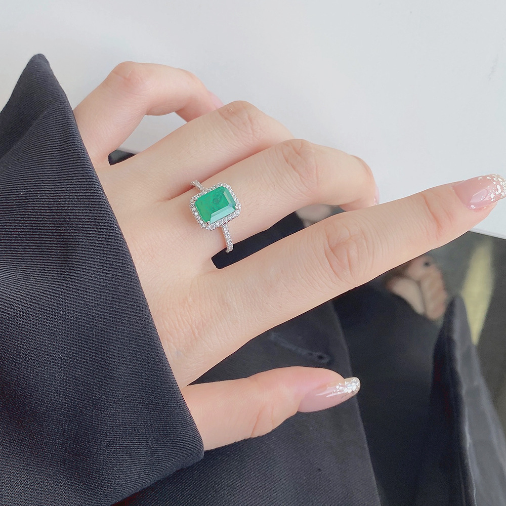 Fashion Geometric Sterling Silver Inlay Zircon Rings 1 Piece