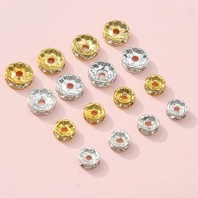 DIY jewelry accessories drill ring bead color bracelet Diamond spacer wheel ring 6/8/10mm factory direct supply (Zərgərlik ara hissələri) - gold-6mm-a-pack-of-100