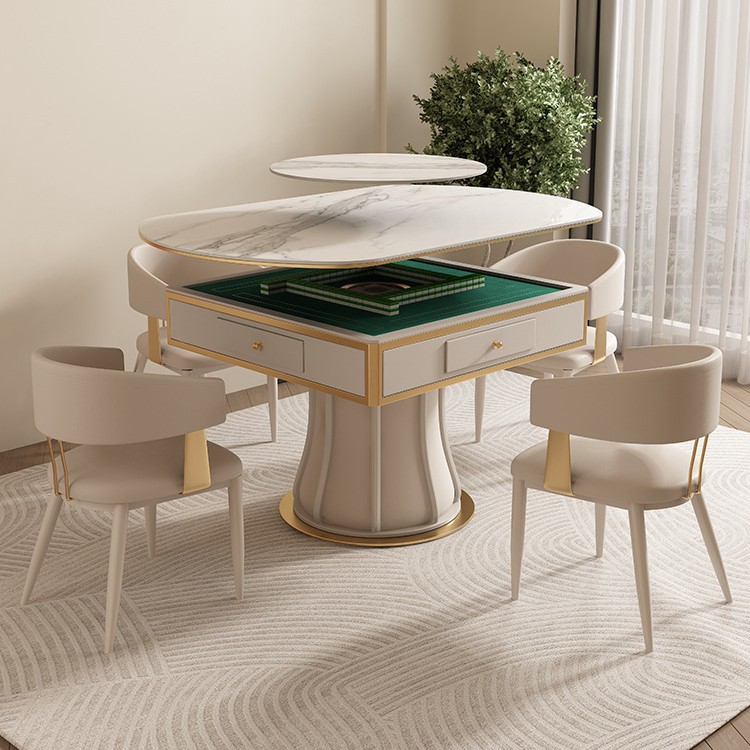 Mesa de mahjong completamente automática, mesa de comedor, una pieza, máquina de mahjong de losa de roca multifuncional de doble propósito, simple y ligera moderna, silenciosa King