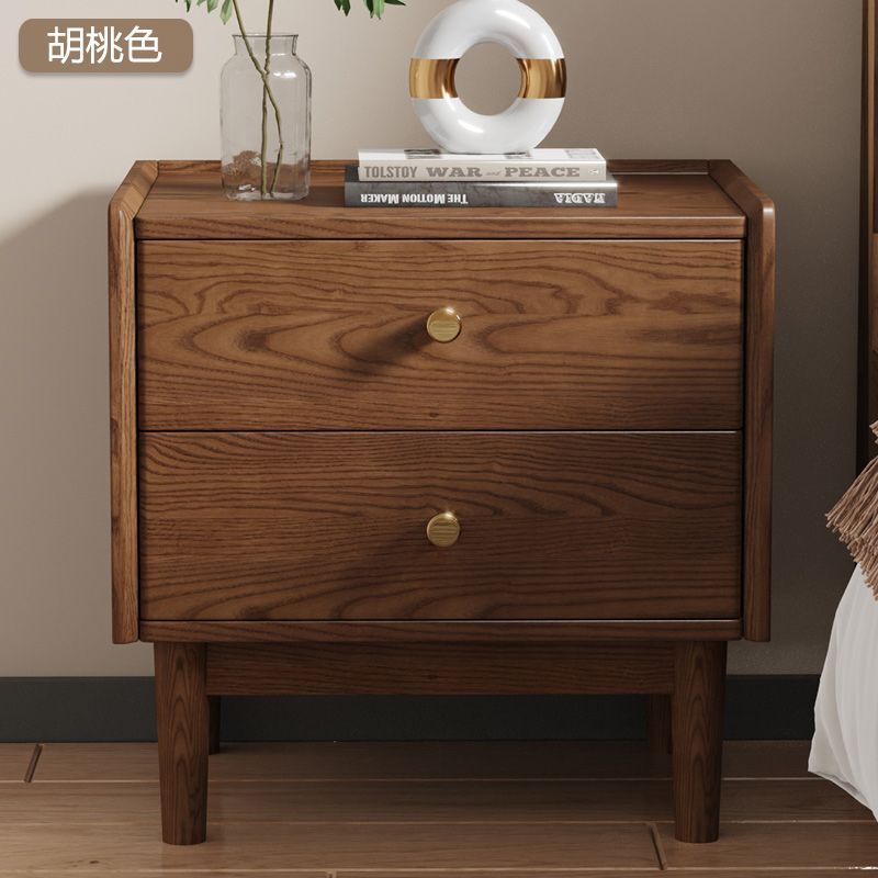 现代简约白蜡木卧室原木胡桃主卧实木全床头柜实木北欧床边柜家用|undefined