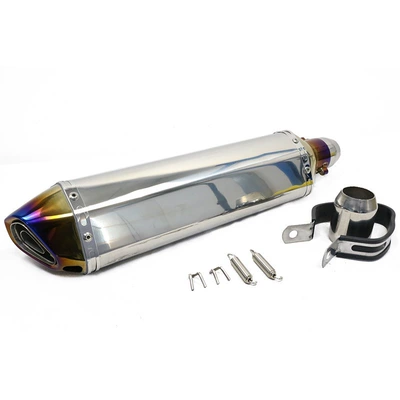 Plated Stainless Steel 51mm — Exhaust pipe - extended-small-hexagonal-steel-body-with-blue-head-and-blue-tail