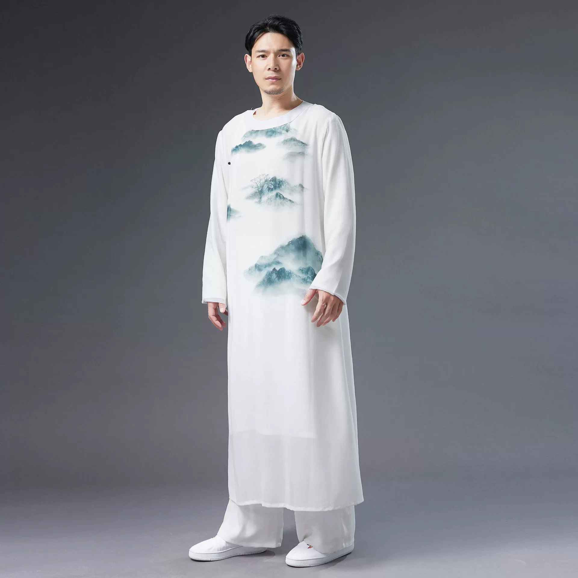 Summer white Hanfu, round collar, Chinese style
