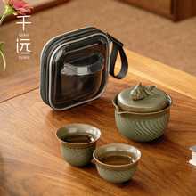 一壶两杯快客杯二人茶具旅行装便携式户外功夫泡茶壶小型套装复古