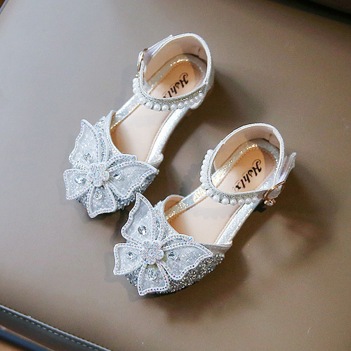 Baby Princess Shoes Summer Bowknot Pearl Sandals Children's Single Shoes High-Quality Small Leather Shoes