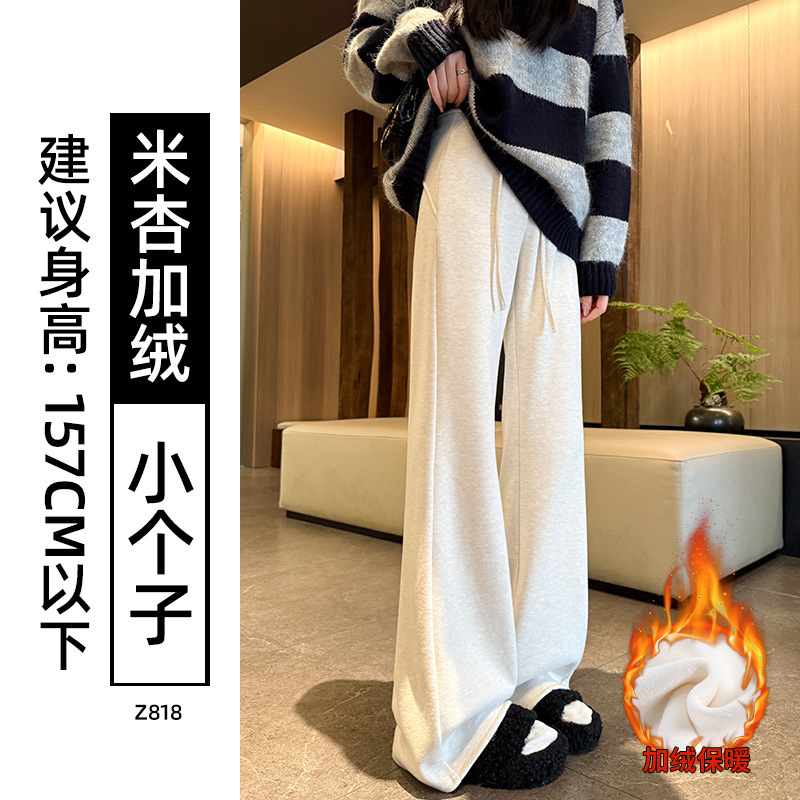 Pantalones de lana gruesas de cintura alta de boquilla de mujer otoño y invierno delgando pantalones de tracción casuales americanos micropantalones image 18