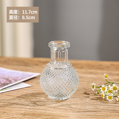 Retro repujado mini florero transparente hidropónico flor arreglo florero de cristal salón aromaterapia botella adornos Decoración