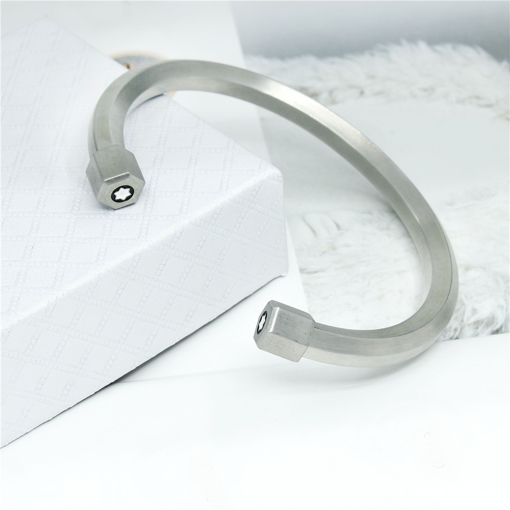 Hexagonal stainless titanium steel bracelet, Japanese and Korean creative minimalist open bracelet_voghion.com