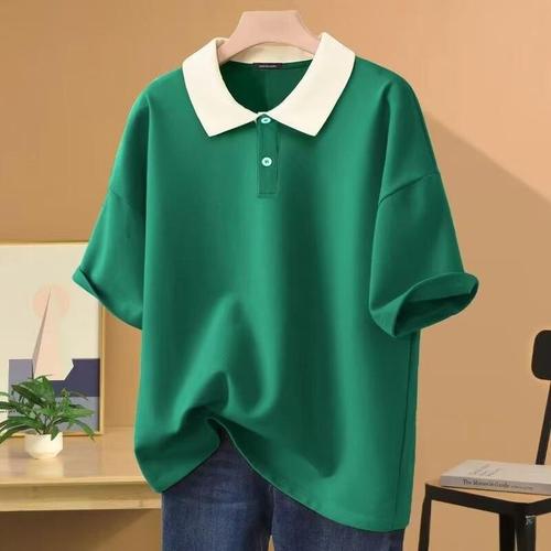 Summer American Trend POLO Shirt Youth Fashion Short Sleeve Solid Color Casual Collar Loose Slimming Trend Brand