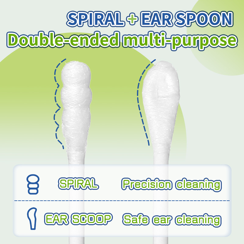 UUKKG Baby Special Double Head Ear Spoon, 200 orejas, orejas limpias, algodón de cabeza pequeña, exclusivo para transfronterizos