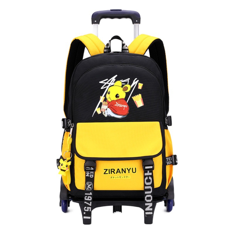 Mochila Escolar con Ruedas de Anime de Peces Naturales, Mochila para Niños con Seis Ruedas para Subir Escaleras, Mochila Escolar para Primaria y Secundaria, Ligera