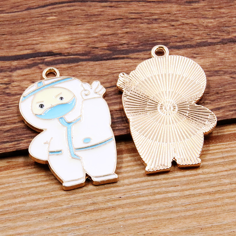 6 encanto médico DIY aleación accesorios de la joyería 2 color base gota aceite estetoscopio jeringa amor colgante