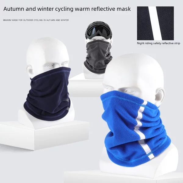 Amazon Autumn and Winter Multifunctional Reflective Neck Cover Warm Fleece Ski Mask Polar Fleece Cycling Sports Neck Hat