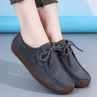 Suede Doudou Shoes Women's 2025 Spring and Autumn New Snail Shoes Large Size Flat Shoes Cross-Border Tbottomon Sole Mom Shoes