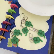 原创跨境 透明绿色四叶草手机链幸运四叶韩国眼泪女王ccd挂饰挂件